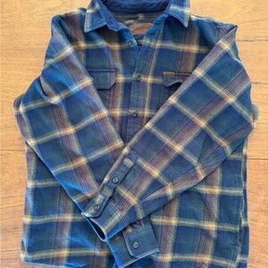 Orvis Blue and Tan Plaid Shirt